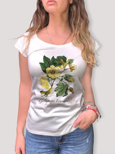 Camiseta 100% algodón "Yellow Warbler y Algodón de Galápagos"